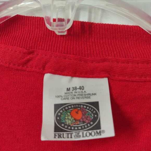 Fruit Of The Loom - Vintage Single Stitch Pocket Red T-shirt Men's Size Medium M - Picture 6 of 13